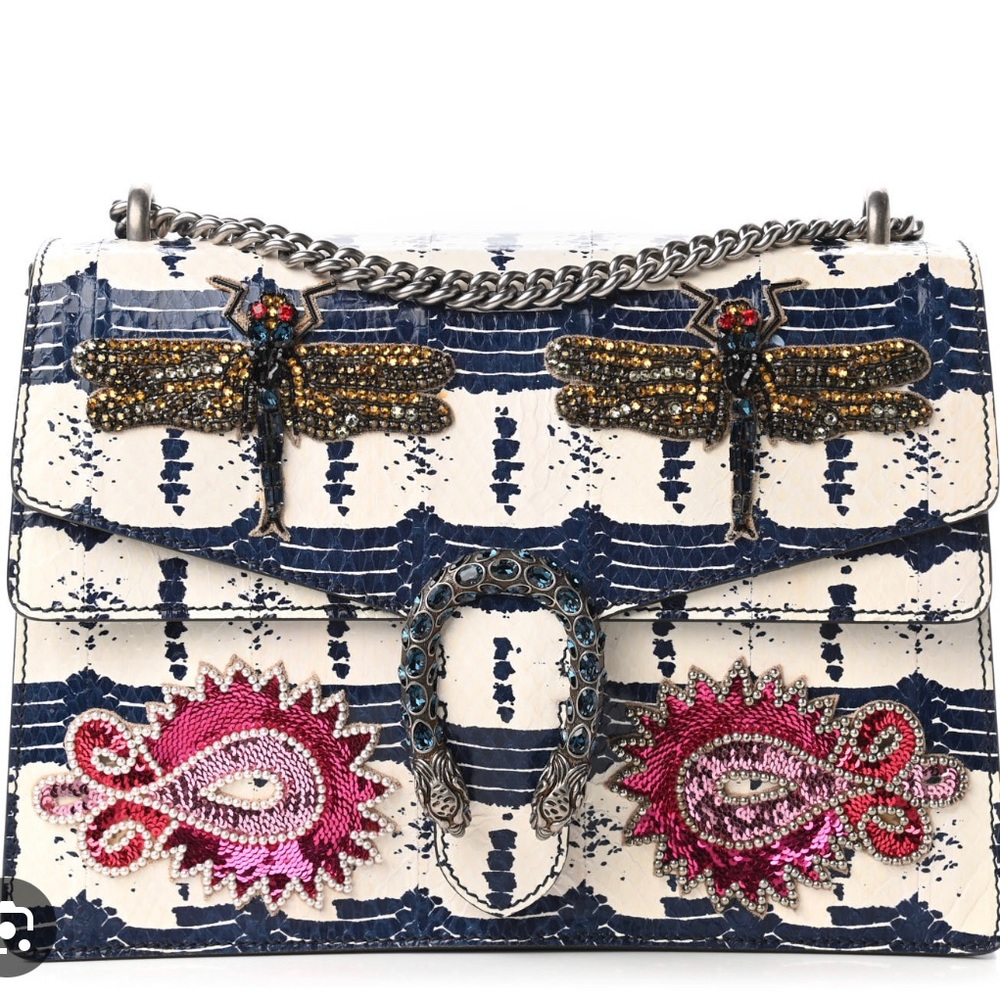 Authentic python GUCCI Dionysus dragonfly shoulder bag